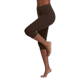 Kotii Women's Summer Soft Capri Leggings Crop Leggings 3/4 Stretch Yoga Pants Brown