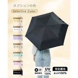 konciwa Parasol, 100% UV Protection, Full Light Blocking, Heat Blocking, Folding Umbrella, Large, Ultra Lightweight, Heatstroke Prevention, Protects Skin, Windproof & Durable, Portable, Super Water