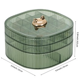 LETURE 3-Layer Acrylic Jewelry Organizer Box for Stud Earrings, Rings, Necklaces, Bracelets, Claw Clip Organizer, Small Bead Storage Containers for Crafts (Green Style2)