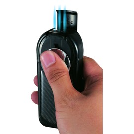 Visol Dobrev V-Flame Black Carbon Fiber 5 Torch Flame Table Lighter