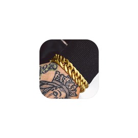 Bandmax 14K Gold Plated 8MM Wide Cuban Link Chain Bracelet for Men Women Polished Shining Gold Curb Hand Chain Wristlet 7.5 Inch Gift for Grandson Son Friend