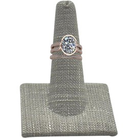 Novel Box 4 Pack Grey Linen Jewelry Ring Finger Display Stand 2.12x2.12x2.37 Inches with Square Base - Ring Holder Organizer Stand for Selling or Personal Use - Display Stands for Rings