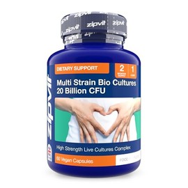 Zipvit Multi Strain Bio Cultures 20 Billion CFU, 60 Capsules, Vegan | 3 Live Strains Includes Lactobacillus & Bifidobacterium, 3rd Party Tested, Shelf Stable, 2 Month Supply
