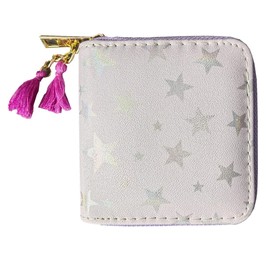 Cute Little Girls Unicorn Zipper Wallet Teen Girls Unicorn Purse With Tassels (Purple Star 0105)