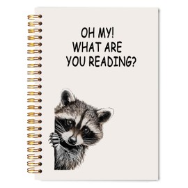 Welshower Funny Raccoon Book Spiral Notebook Journal, Reading Journal for Book Lovers, Gifts for Readers Books Lovers Women, Librarian Gifts, Funny Raccoon Bookish Notebook, 5.5x8.3 Inch