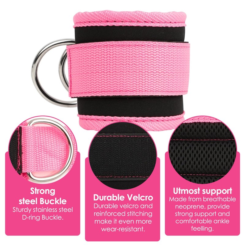 2pcs Adjustable Ankle Straps for Cable Machine with 2 Gourd-Shaped