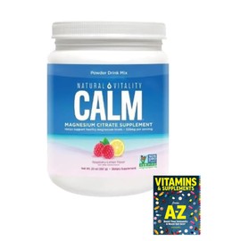 Generic Natural-Vitality Calm Magnesium Citrate Powder, Raspberry Lemon Flavor, 20 Ounces+Guide Vitamins Free Include.(Pack 01) Bottle +Guide Vitamins
