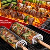 Rolling BBQ Grill Baskets, 2 Pieces, with Wooden Handle, Forks