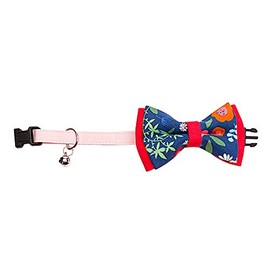 Lichi New Cute Red Bow Tie Pet Collars Adjustable Floral Blue Bow Ties for Dogs Floral Cat Collar-02M