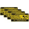 4 pack Warning 24 Hour Security Camera In Use Yellow