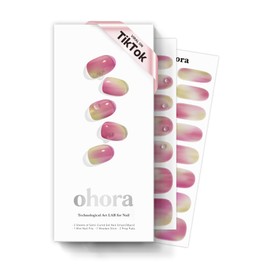 ohora Semi Cured Gel Nail Strips (N Juicy Grape) - Works with Any Nail Lamps, Salon-Quality, Long Lasting, Easy to Apply & Remove - Includes 2 Prep Pads, Nail File & Wooden Stick