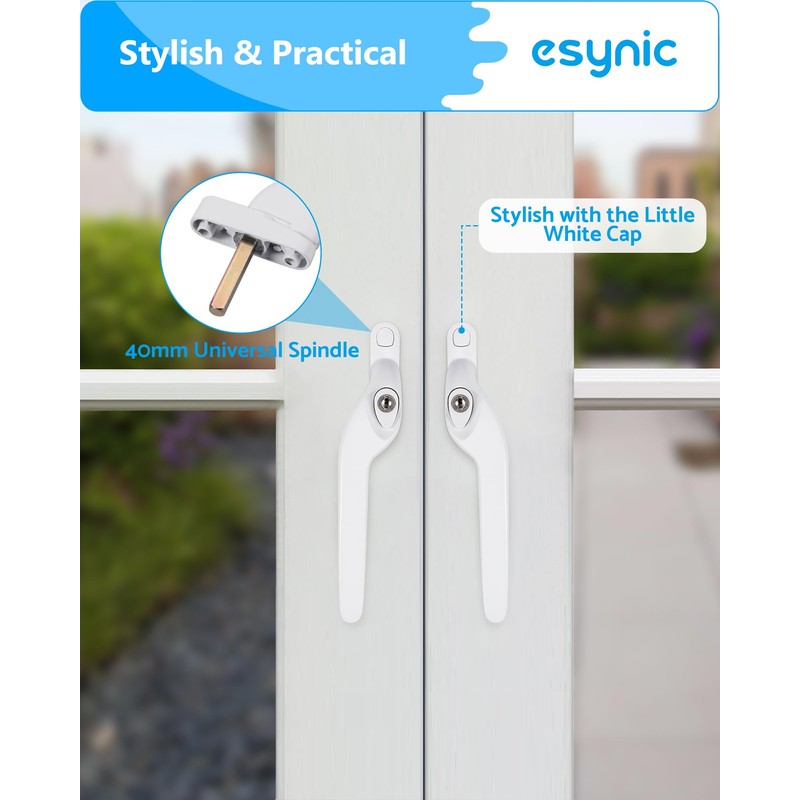 eSynic 2PCS Window Handles for UPVC Windows Left Right 40mm