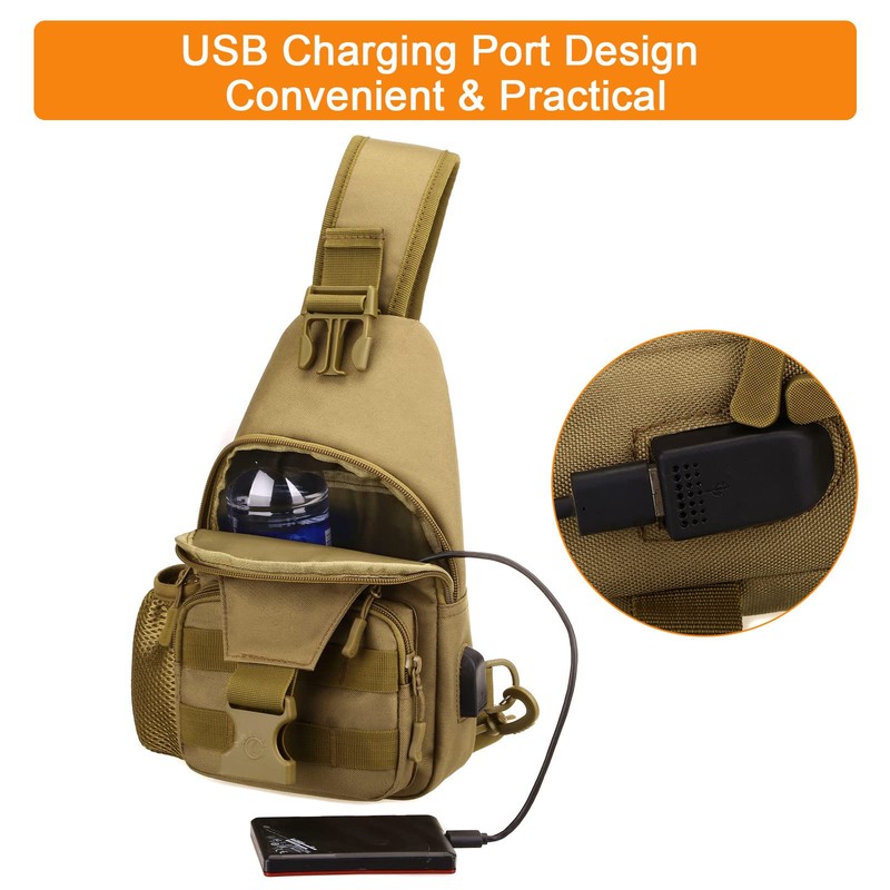 HUNTVP Tactical Military Chest Bag Molle Crossbody Shoulder Sling Pack