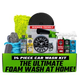 Chemical Guys Car Wash Kit 14-Pc Arsenal Builder - with Foam Blaster, Wash Bucket, Towels, Applicators, and 16 oz Soaps, Waxes, and Cleaners - Complete Car Detailing Gift Set, Works with Garden Hose