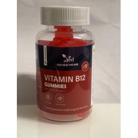 Ved VED Vitamin B12 Gummies 1000mcg,Vegan & Gluten-Free - Tasty, Natural Mix Berry Flavour, B12 Vitamin Supplement,60 Gummies,2 per Day,1 Months Supply.