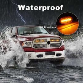 4 Pcs Led Grill Lights Compatible with 2013-2018 RAM 1500 & 2019-2024 RAM 1500 Classic- LED Front Grille Lights Accessories with Fuse and Harness (Amber)