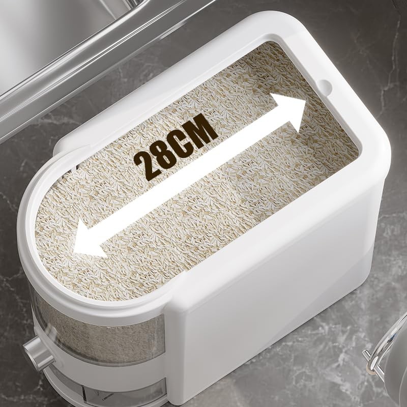 Huishun 25 Lbs Rice Container with Measuring Cup, Upgraded Built-in