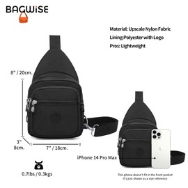 Crossbody Bags for Women, Unisex Crossbody Purse Bag, Sling Bag, Lightweight and Compact Sling Backpack Purse for Women (Black)