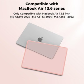 BlueSwan TPU Frame Case Compatible for MacBook Air 13 inch M4 M3 M2 2025 2024 2022 (A3240 A3113 A2681) Anti-rupture Anti-fingerprint Matte Hard Shell Cover Mac 13,6" - (Pink Edge) Frosted Peach Pink