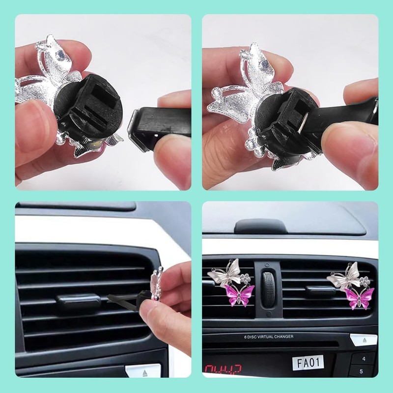 findTop 4 Piezas Clips de Ventilación de Coche, Female Bling
