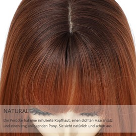 PARXITN Wig for Women 60 cm Long Straight Hair Wigs with Fringes Orange Fashion Natural Looking Synthetic Hair Wig for Daily Party Wear