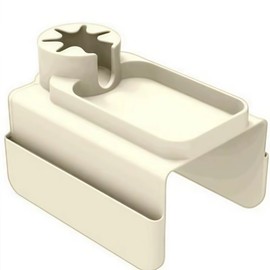 ROSSRORE Anti-Slip Couch Armrest Tray & Cup Holder, Sofa Armrest Organizer with 4 Pockets for Magazines, Tablets, Phones, iPads, Coffee Cups White