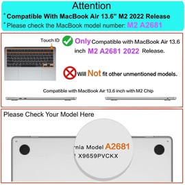 GVTECH para MacBook Air de 13 Pulgadas 2025 2024 2023 2022 M4 A3240 M3 A3113 M2 A2681 Crystal Clear Case, Carcasa rígida de y Cubierta para Teclado y Protector de Pantalla Compatible con Air 13.6