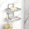 Moforoco Silver Double Soap Bar Holder for Shower, No Drilling