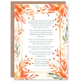 Artery8 Christian Birthday Card Modern Blessed Beatitudes Pope Francis Quote Orange Blank Card For Him Or Her