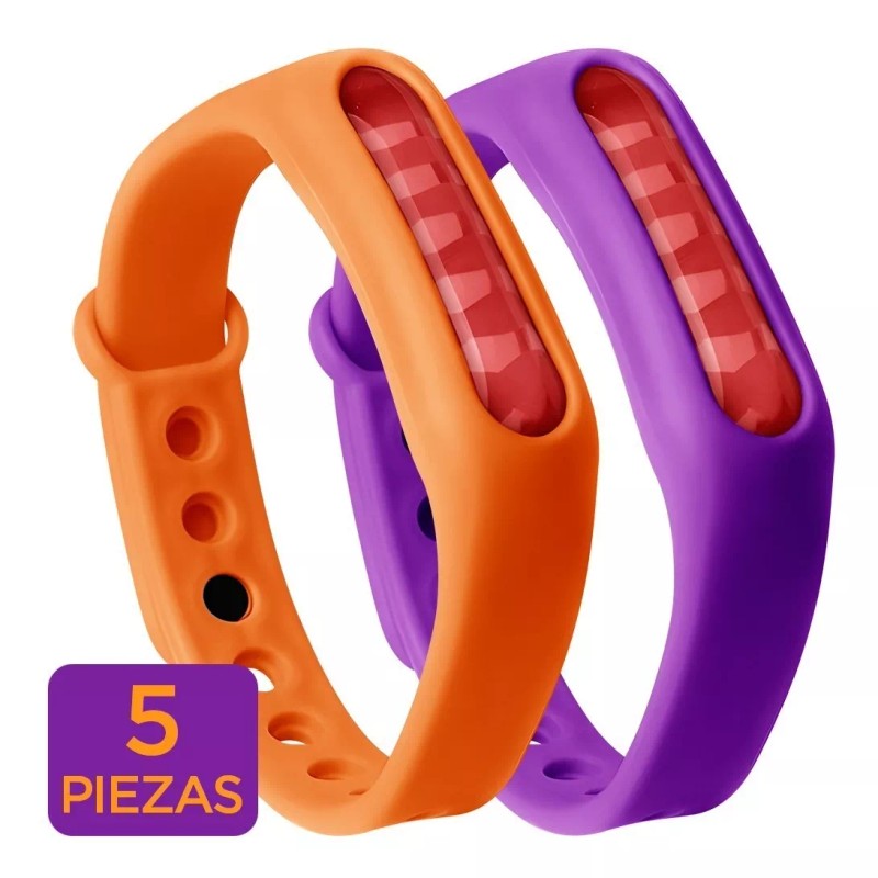 Mercader Digital 5 Pzs Pulsera Repelente Mosquito Citronela Zancudo Brazalete