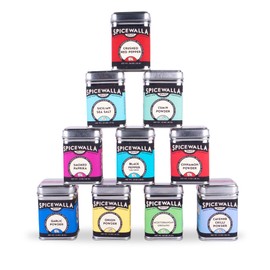 Spicewalla Essential Spices and Seasonings Set 10 Pack Variety | Garlic, Onion, Paprika, Crushed Red Pepper, Oregano, & more| Kitchen Cooking Set for Apartment and Home | House Warming Gift Set