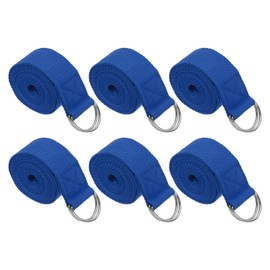 PATIKIL Yoga Strap for Stretching 6 Feet, 6Pcs Cotton Yoga Belt with Adjustable Metal D-Ring Buckle Stretch Bands for Fitness Pilates, Navy Blue