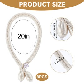 lomdung Pack of 8 Cotton Curtain Tiebacks, Boho Curtain Holders, Curtain Rope Buckle, Hand Knitted Curtain Tiebacks for Home, Office, Living Room, Bedroom