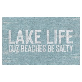 SPBL&L Lake Door Mat, Lake Life Cuz Beaches Be Salty Welcome Doormat for Front Door Porch Entryway Indoor Outdoor Outside, Blue Bath Mat, 17x30 Inch