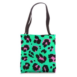 Green Cheetah Pattern / Leopard Print / 1980s Vintage Style Tote Bag