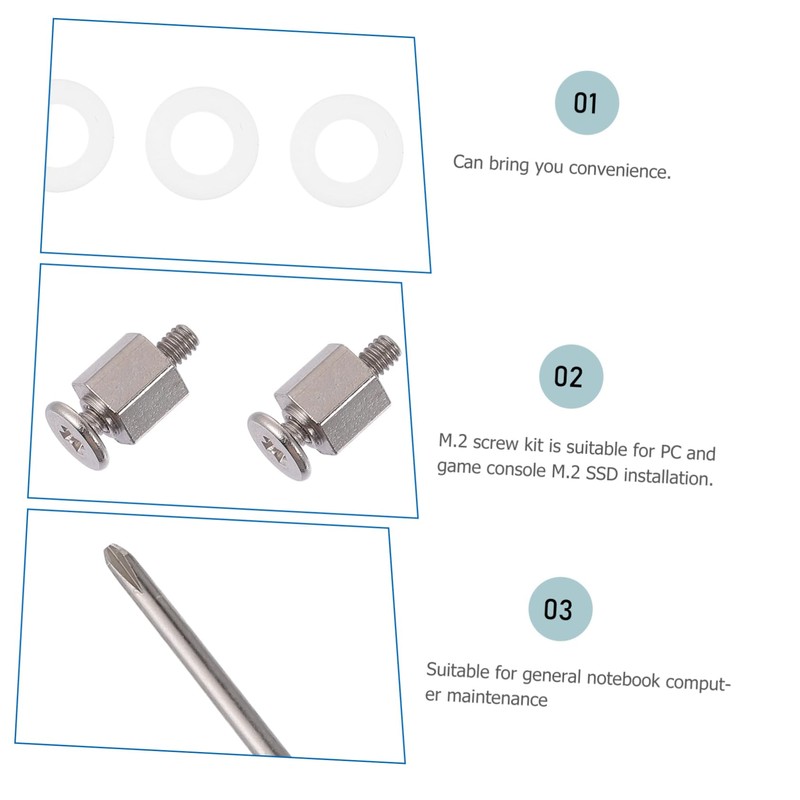 Tofficu 1 Set SSD Screw Kit for Motherboard Durable Stainless