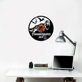 VINY WOODY Tyrannosaurus Rex Vinyl Record Clock The King of the Jurassic Period Wall Art