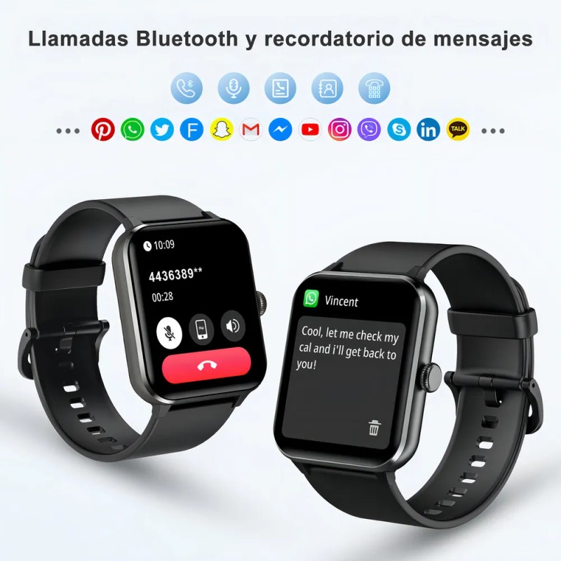 Smartwatch FeipuQu FPR50 Negro 1.85" Resistente al Agua IP68 con