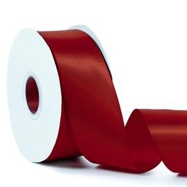 Cinta de satén de color rojo vino de 2 pulgadas x 50 yardas, cinta de tela de poliéster de alta densidad de doble cara para envolver regalos, bodas, fiestas, manualidades, lazos para el pelo, adornos de decoración del hogar