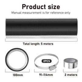 YSOOUA Exhaust Hose Diameter 150 mm Aluminium Flex Pipe Length 3 m PVC Aluminium Pipe Ventilation Hose Aluminium Pipe Hose Aluminium Flexible Hose with 2 Hose Clips for Air Conditioners Tumble Dryer