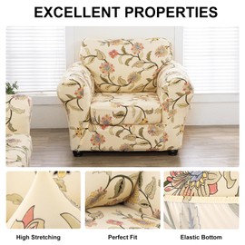 ARNTY Stretch Sofa Covers for 1/2/3 Cushion Sofa Furniture Slipcovers with Improved Thicker Jacquard Fabric (Blossoming World, 1 Cushion Chair Sofa Covers)