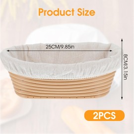 Ymapinc 2Pcs Bread Proofing Basket Cloth Liner Baking Dough Basket Cover Oval Banneton Liner for Sourdough Bread Baking Bowl Covers for Bread Rising Baking Supplies 9.8 Inches