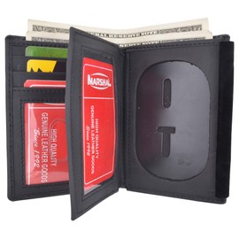MARSHAL Genuine Cowhide Leather Badge RFID Wallet for Firefighters, Police etc.