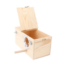 Totority Outdoor Bird Nest Box Solid Pine Breeding Box for Parrots Clamshell Design for Garden Decoration and Home Use