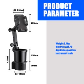 Sodcay Pack-1 Car Cup Holder Phone Mount, 2-in-1 Cup Holder Expander Adapter, 360 Degrees Rotation Cup Holder Cellphone Mount, Multifunctional Cup Holder Cell Phone Holder (Black)