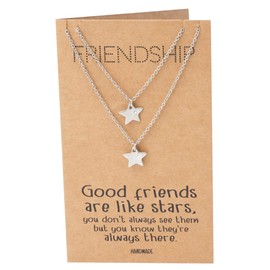 quan jewelry Star Pendants Matching Friendship Necklace for 2, Gifts for Her with Greeting Card