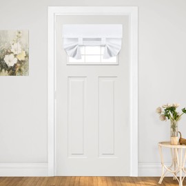 HOMEIDEAS Blackout Linen French Door Curtains, Privacy Small Window Curtains, Modern Farmhouse Window Covering Decor with Tie Up Shades, Pure White, 26 X 20 Inch, 1 Panel