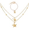 1 Pcs Shell Starfish Necklace and 1 Pcs Bracelet Adjustable