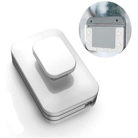 Limpia Vidrios Magnético Herramienta de Limpieza de Ventanas con Cuerda de Seguridad de 2,4 m Algodón de Limpieza Desmontable Adecuado para Ventanas con un Grosor de 3-15 mm Blanco