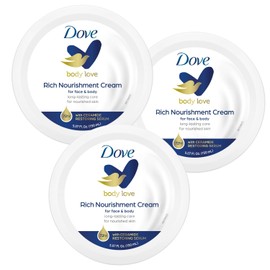 Dove Dove Nourishing Body Care, Face, Hand, and Body Rich Nourishment Cream for Extra Dry Skin with 48-Hour Moisturization, 3-Pack, 5.07 Oz Each Jar